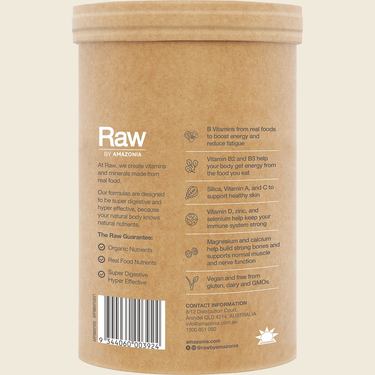 Amazonia Raw Organic Multivitamin Pineapple Back