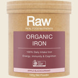 Amazonia Raw Organic Iron Apple Blackcurrant 100g Front