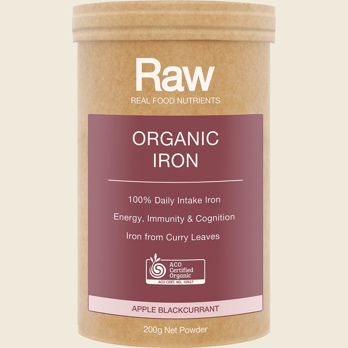 Amazonia Raw Organic Iron Apple Blackcurrant 200g Front