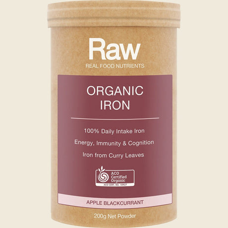 Amazonia Raw Organic Iron Apple Blackcurrant 200g Front