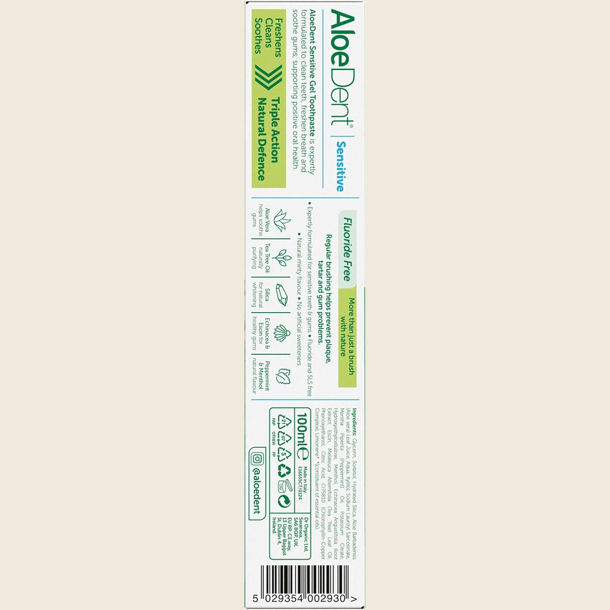 Aloe Dent  Toothpaste Fluoride Free Sensitive 100ml