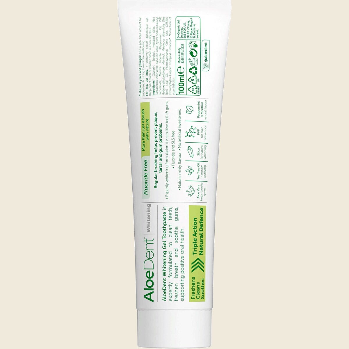 Aloe Dent Toothpaste Fluoride Free Whitening 100ml