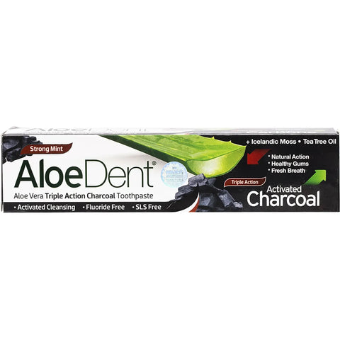 Aloe Dent Toothpaste Fluoride Free Triple Action Charcoal 100ml