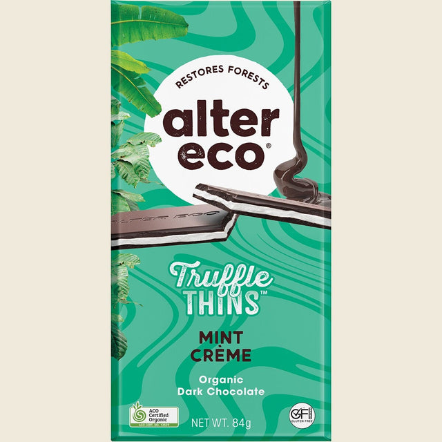Alter Eco Chocolate Organic Mint Creme Dark Truffle Thins – product image