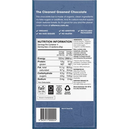 Alter Eco Chocolate Organic Dark Classic Blackout 80g