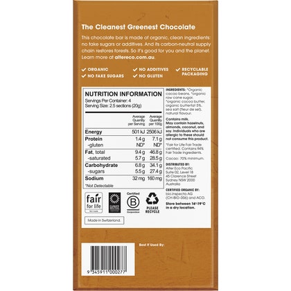 Alter Eco Chocolate Organic Dark Brown Butter 80g