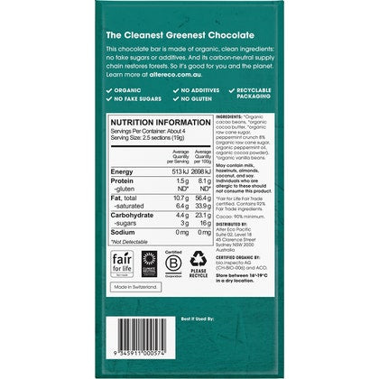 Alter Eco Chocolate Organic Dark Mint Blackout 75g