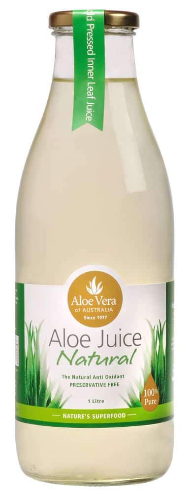 Aloe Vera Aloe Juice Natural 100% Pure Preservative Free Glass 1L Front