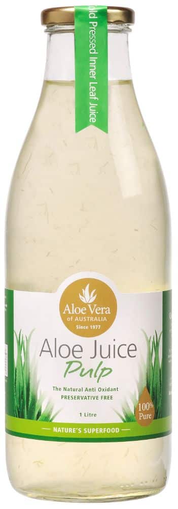 Aloe Vera Aloe Juice Pulp 100% Pure Preservative Free Glass 1Lt Front