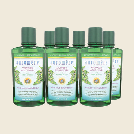 Auromere Ayurvedic Mouthwash Neem & Peelu 473ml x 6 front