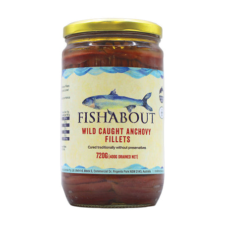 Fishabout Anchovy Fillets in Sunflower Oil 720g front