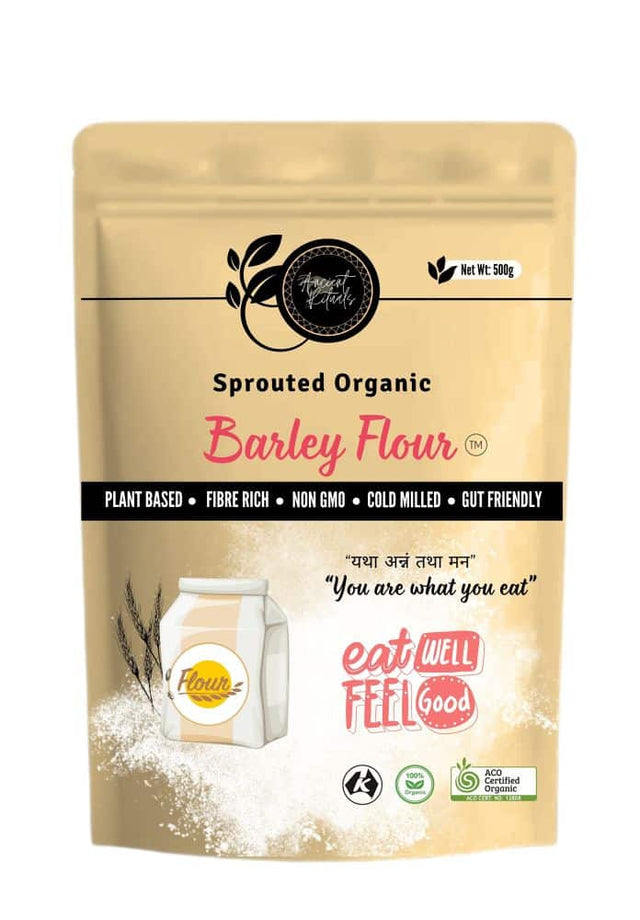 Ancient Rituals Certified Organic Sprouted Barley Flour 500g front