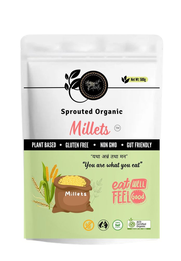 Ancient Rituals Certified Organic Sprouted Millet 500g front