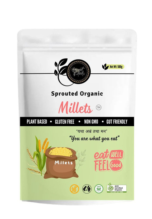 Ancient Rituals Certified Organic Sprouted Millet 500g front