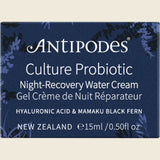 Antipodes Culture Probiotic Night Recovery Water Cream Mini 15ml Box Front