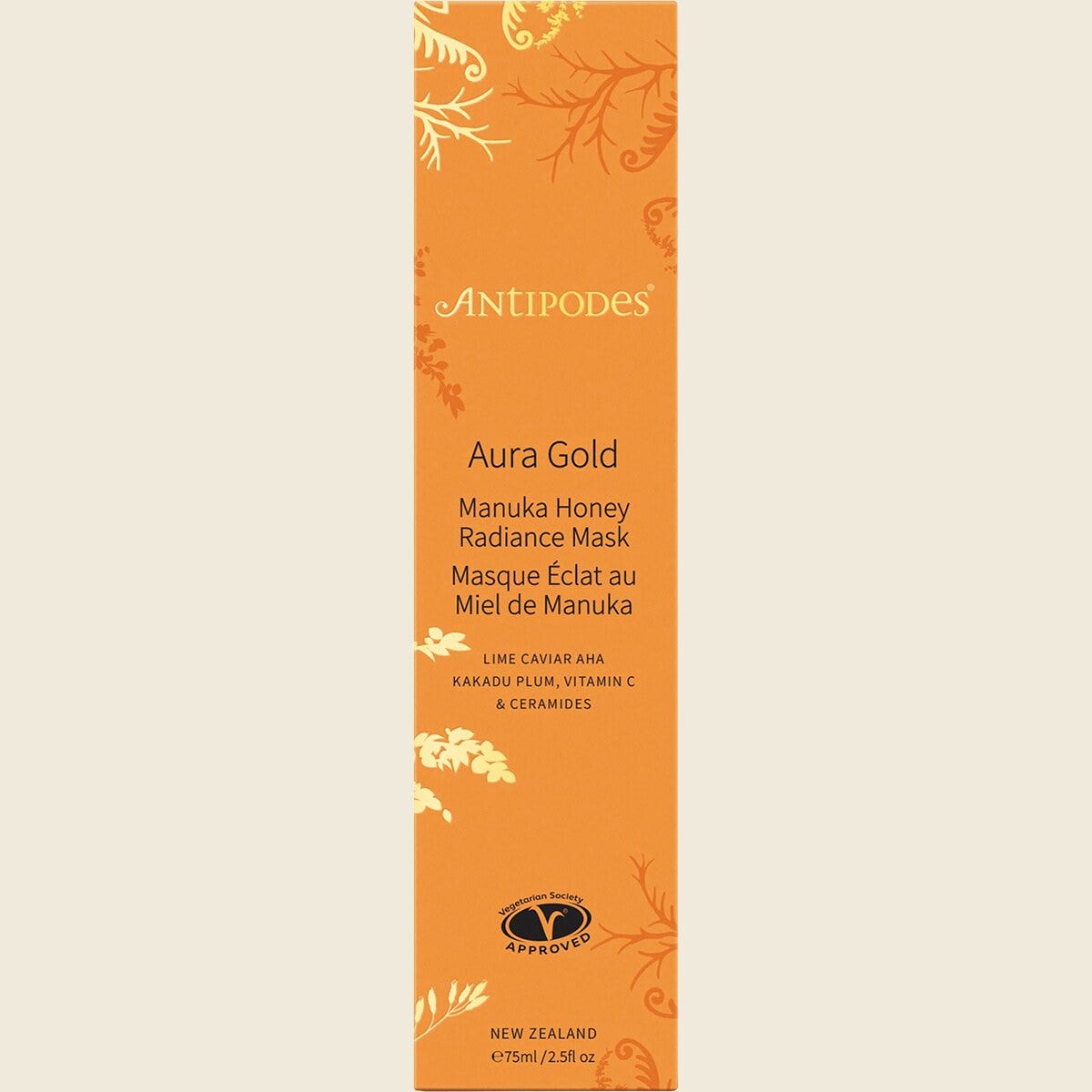 Antipodes Aura Gold Manuka Honey Radiance Mask 75ml Box Front