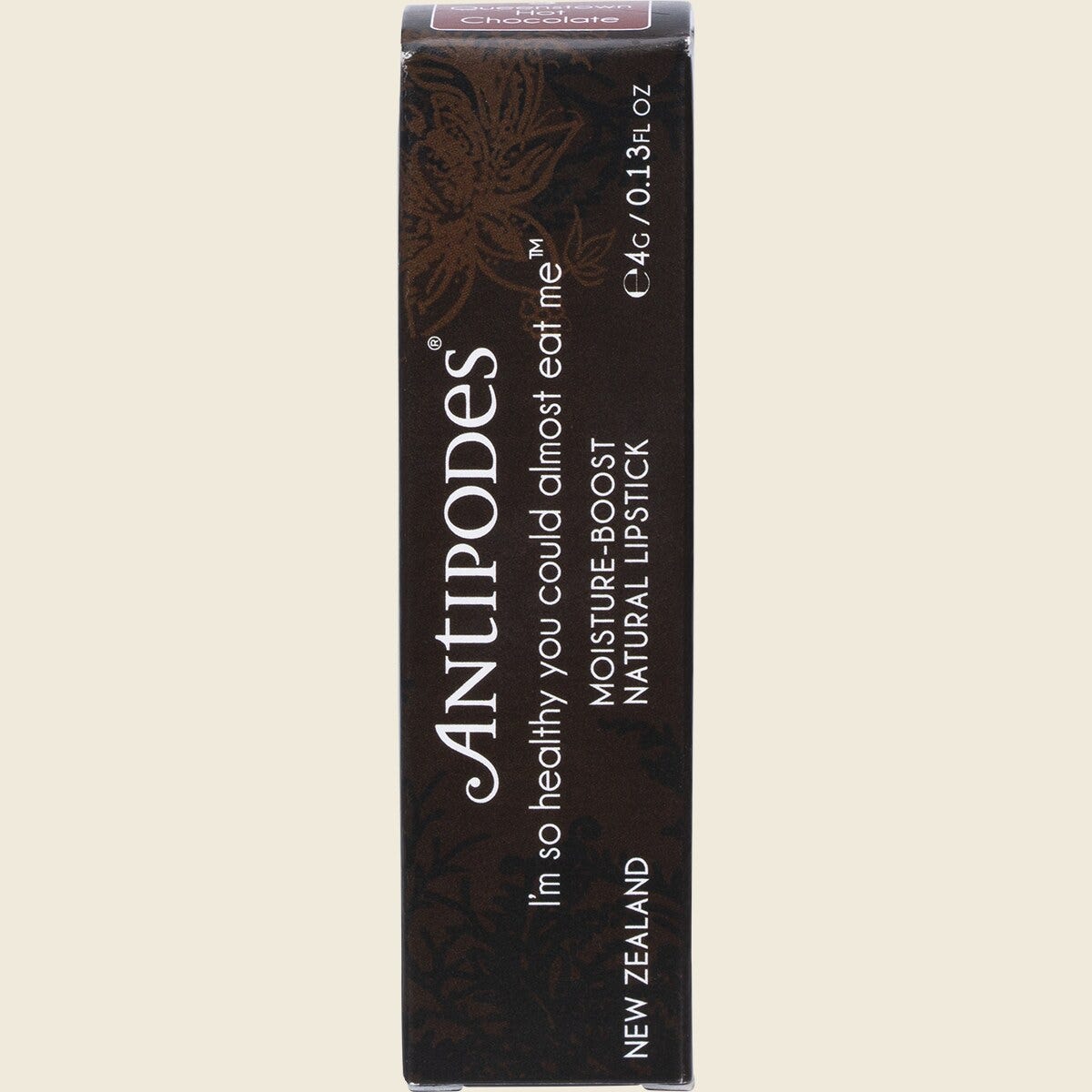 Antipodes Queenstown Hot Chocolate Lipstick 4g Box Front