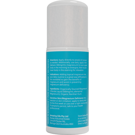 Amazing You Magnesium Daily Gel Pure Magnesium Gel Roll-On 60ml back view
