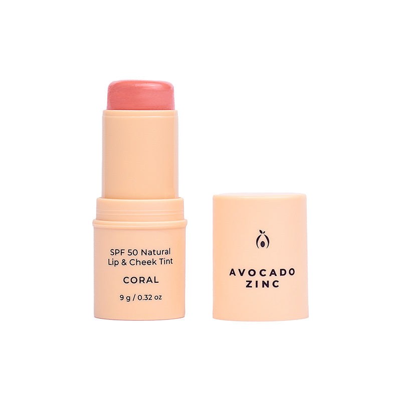 Avocado Zinc SPF50 Natural Lip & Cheek Tint Coral 9g