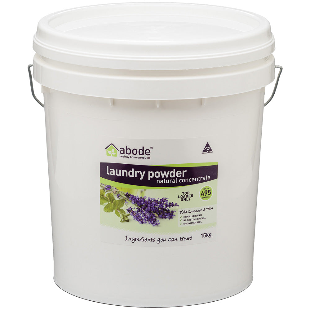 Abode Laundry Powder Front & Top Loader Wild Lavender & Mint Bucket 15kg front