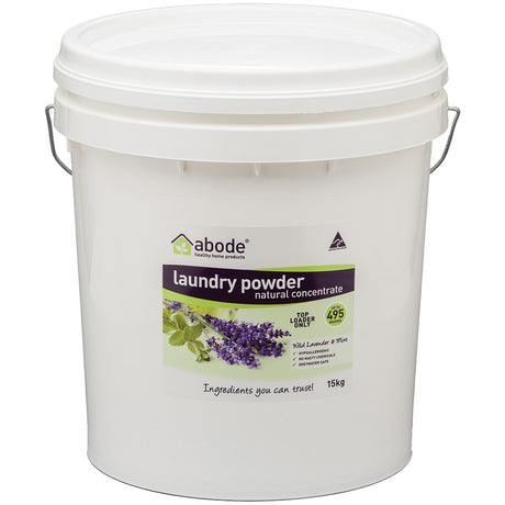Abode Laundry Powder Front & Top Loader Wild Lavender & Mint Bucket 15kg front