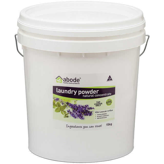 Abode Laundry Powder Front & Top Loader Wild Lavender & Mint Bucket 15kg front