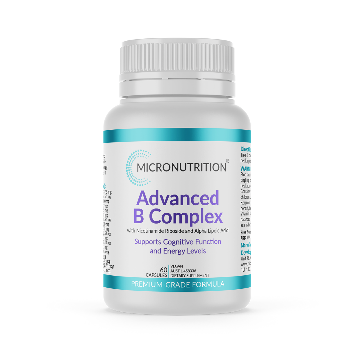 Micronutrition Advanced B Complex 60 Vege Caps Front