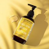 Barefoot Skincare Tallow Body Lotion pump bottle with soft shadow on neutral background