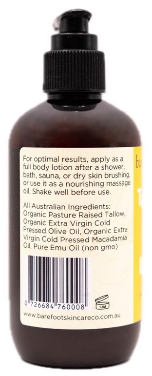 Barefoot Skincare Tallow Body Lotion 195gm Back 