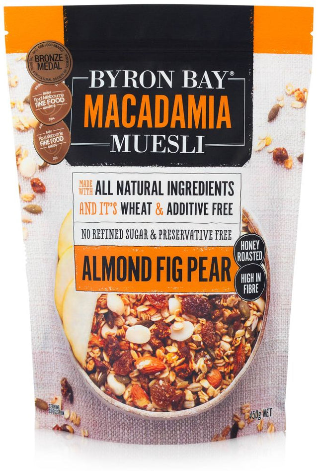Byron Bay Macadamia Muesli Almond Fig & Pear 450g Front