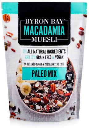 Byron Bay Macadamia Muesli Gluten Free Paleo Mix Raw 375g Front