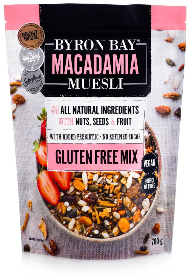 Byron Bay Macadamia Muesli Gluten Free Fruit & Nut 700g Front