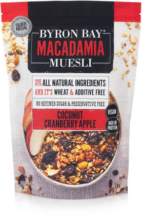 Byron Bay Macadamia Muesli Granola Coconut, Cranberry & Apple 2kg Front