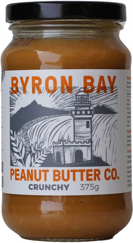 Byron Bay Peanut Butter Crunchy Salted Gluten Free 375g Front