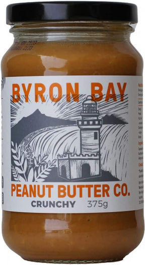 Byron Bay Peanut Butter Crunchy Salted Gluten Free 375g Front