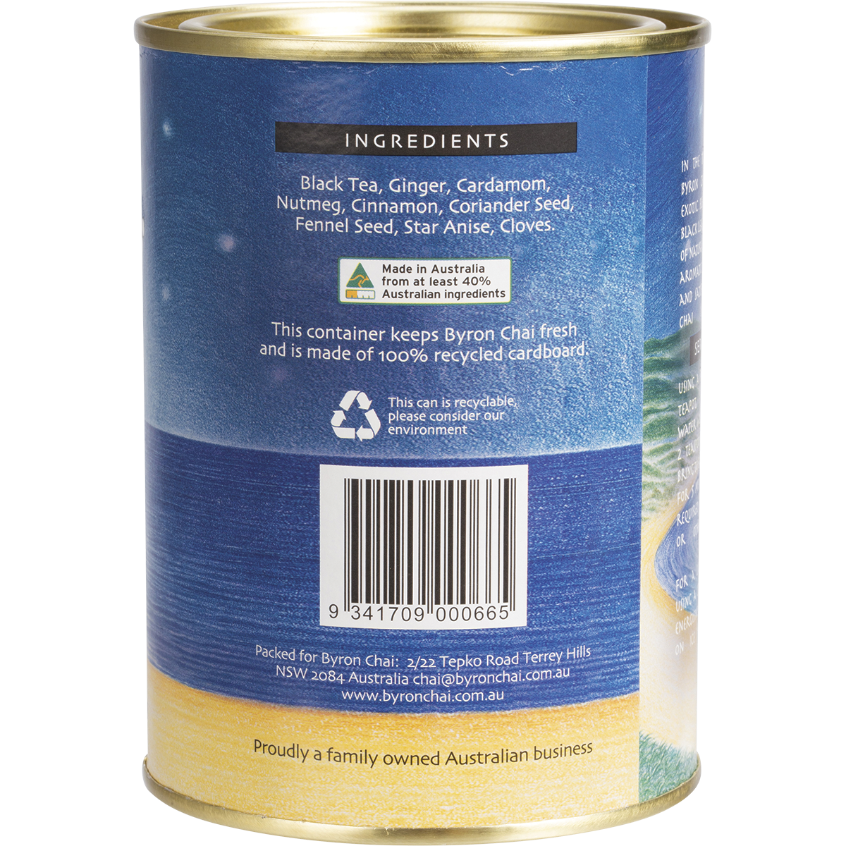 Byron Chai Indian Spiced Tea 200g right side view