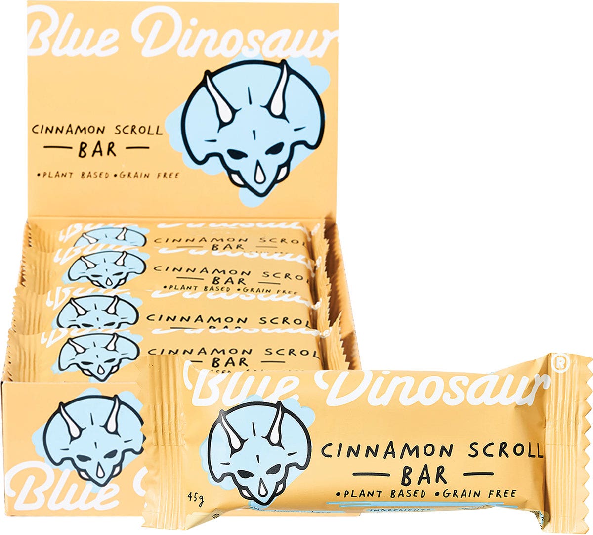 Blue Dinosaur Cinnamon Scroll Snack Bar 12x45g