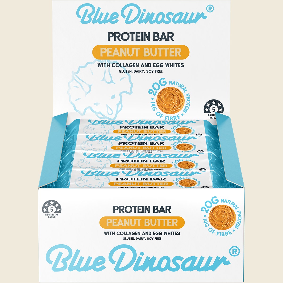 Blue Dinosaur Peanut Butter Protein Bar 60g 12-pack