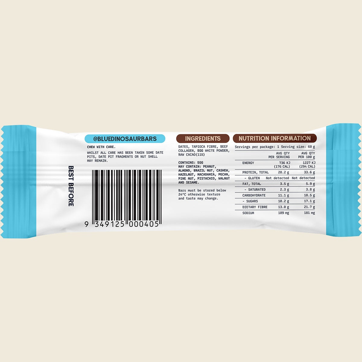 Blue Dinosaur Chocolate Protein Bar 60g 12-pack