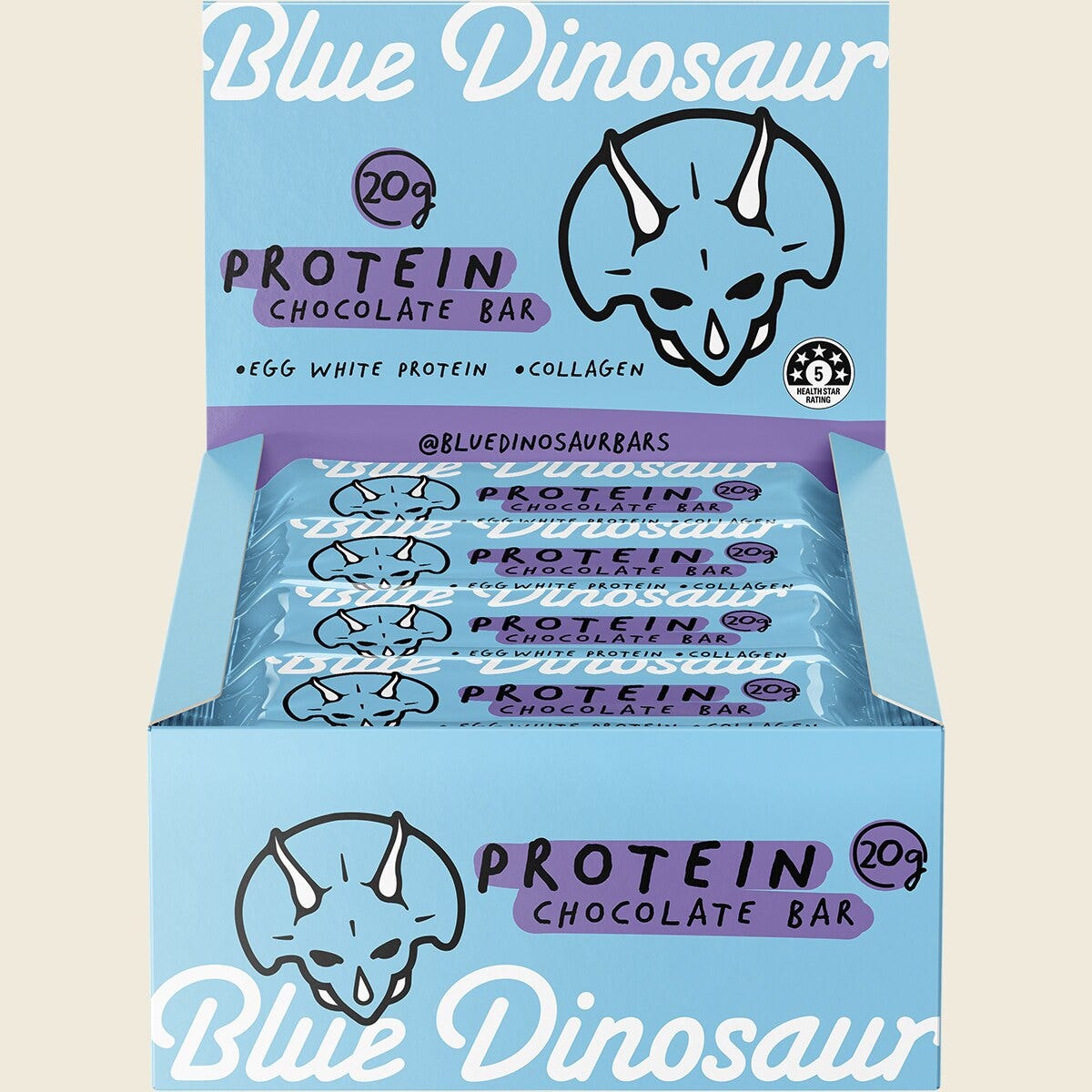 Blue Dinosaur Chocolate Protein Bar 60g Pack of 12 Display