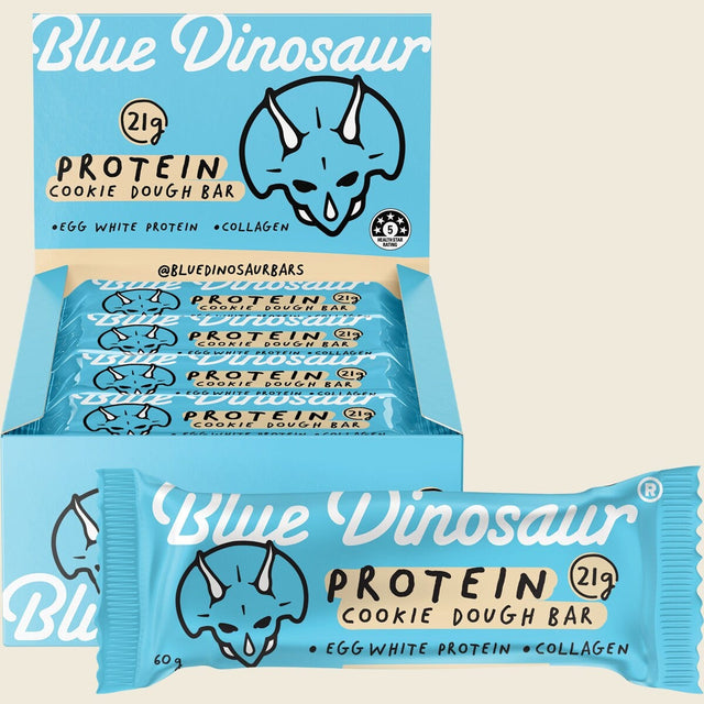 Blue Dinosaur Cookie Dough Protein Bar 60g Pack of 12 Combo