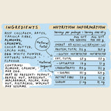 Blue Dinosaur Cookie Dough Protein Bar 60g Pack of 12 Nutritional Information