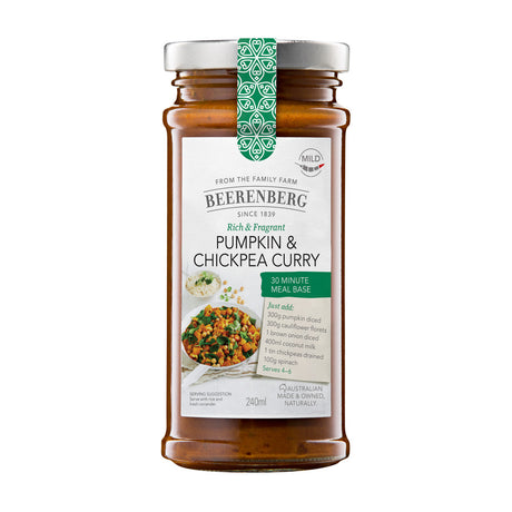 Beerenberg Pumpkin & Chickpea Curry Meal Base 240mL Front