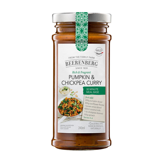 Beerenberg Pumpkin & Chickpea Curry Meal Base 240mL Front