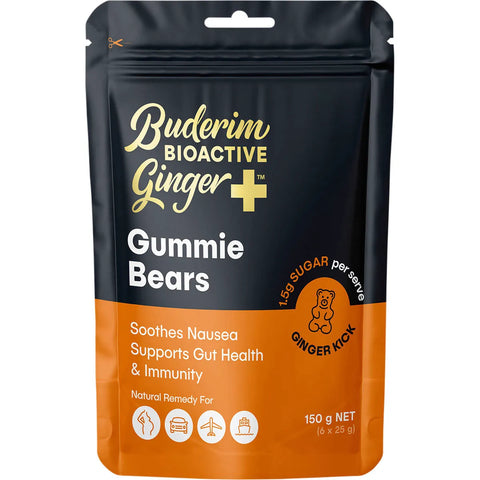 Buderim Ginger BioActive+ Gummie Bears 150g