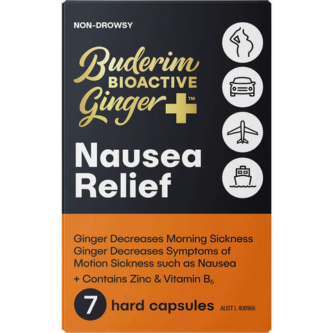 Buderim Ginger BioActive+ Nausea Relief Capsules 7 Caps
