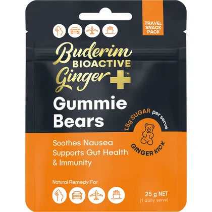 Buderim Ginger BioActive+ Gummie Bears 25g