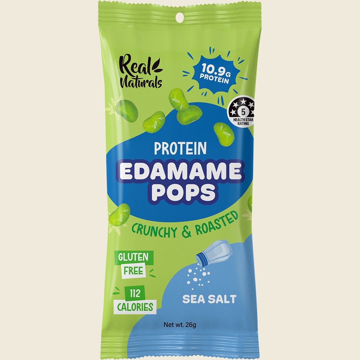 Real Naturals Protein Edamame Pops Sea Salt 10x26g