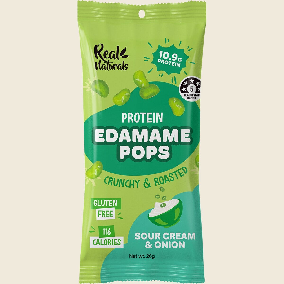 Real Naturals Protein Edamame Pops Sour Cream 10x26g