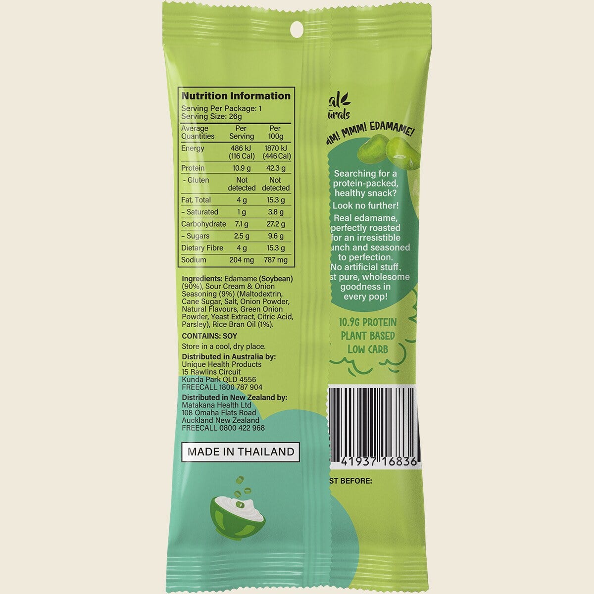 Real Naturals Protein Edamame Pops Sour Cream 10x26g
